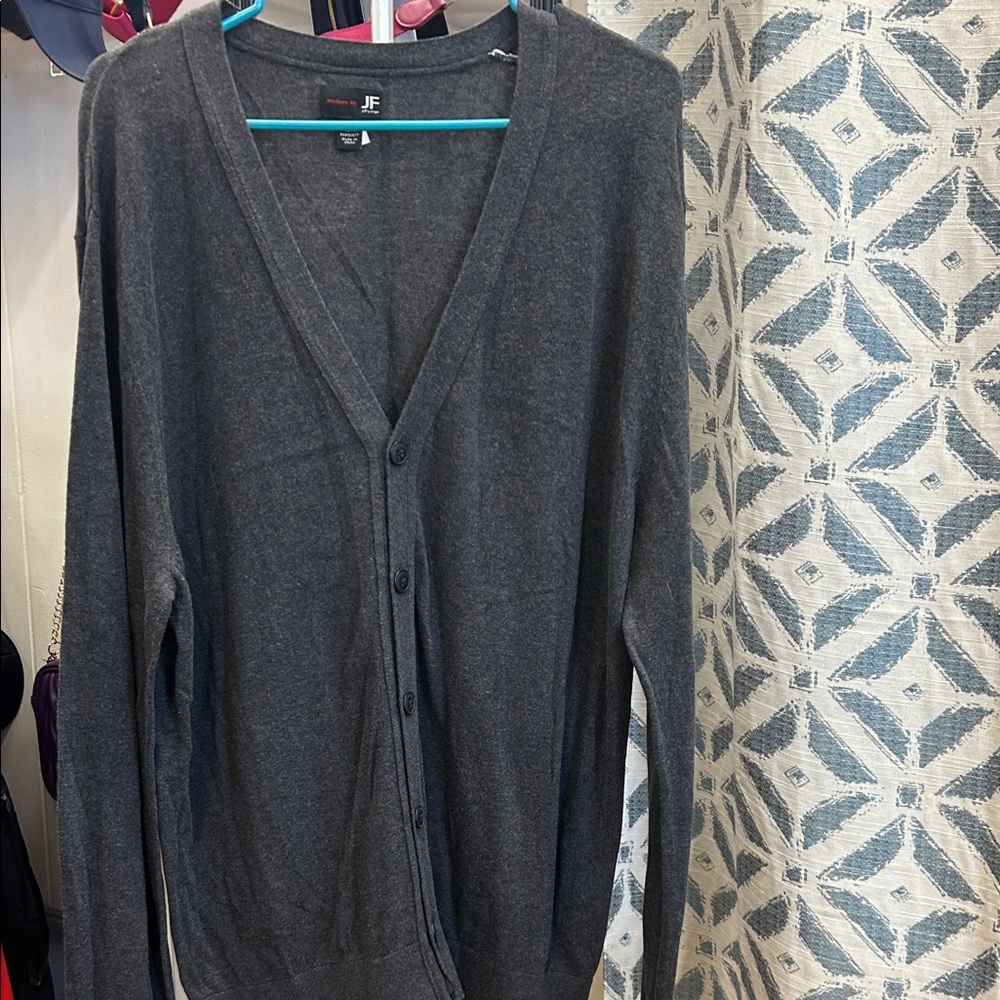 JF J.Ferrar Charcoal Cardigan Sweater